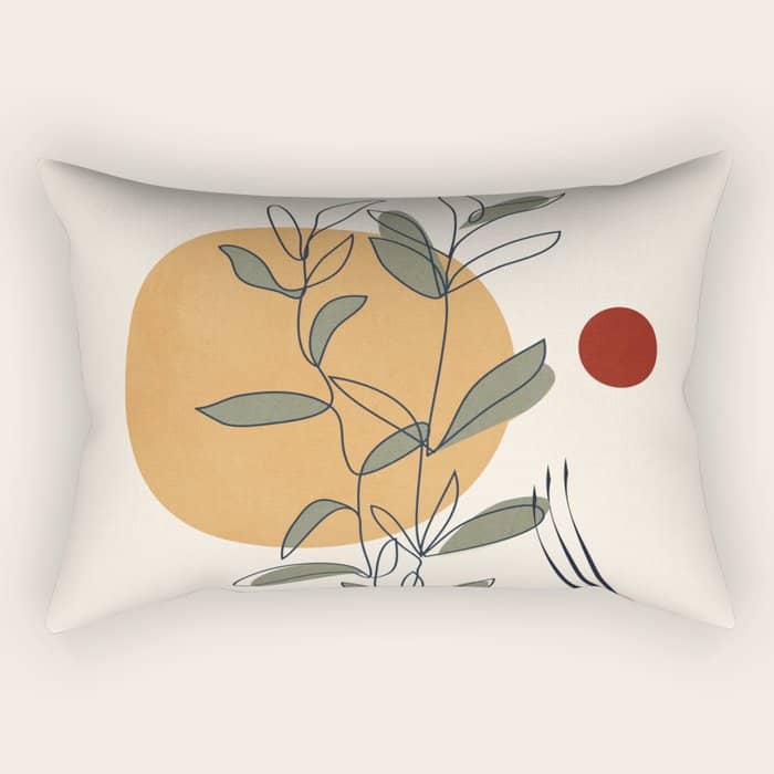 Minimal Line Young Leaves Rectangular Pillow
