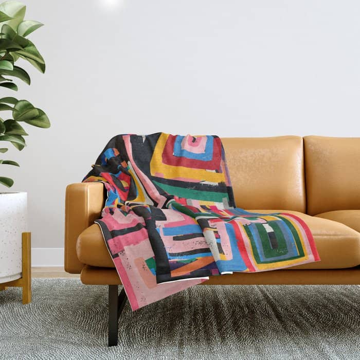 Neo Cubism Abstract Art Pattern Mystic Throw Blanket