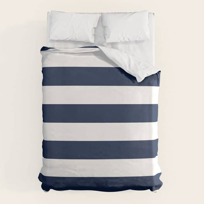 MarinièRe Nautical Navy Blue And White Mariniere Stripes  Duvet Cover