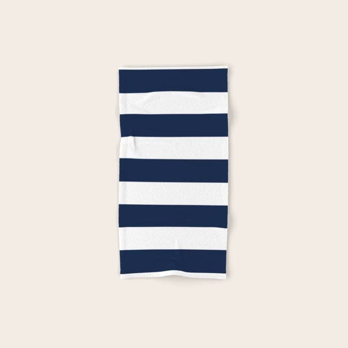 MariniRe Nautical Navy Blue And White Mariniere Stripes  Bath Towel