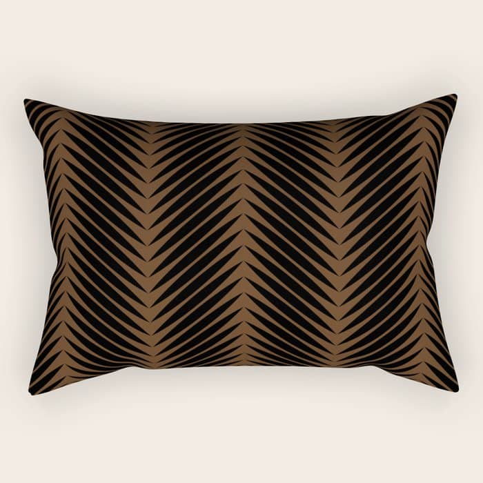 Palm Leaf Pattern - Dark Earthy Rectangular Pillow