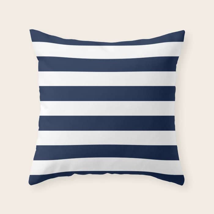 MarinièRe Nautical Navy Blue And White Mariniere Stripes  Throw Pillow