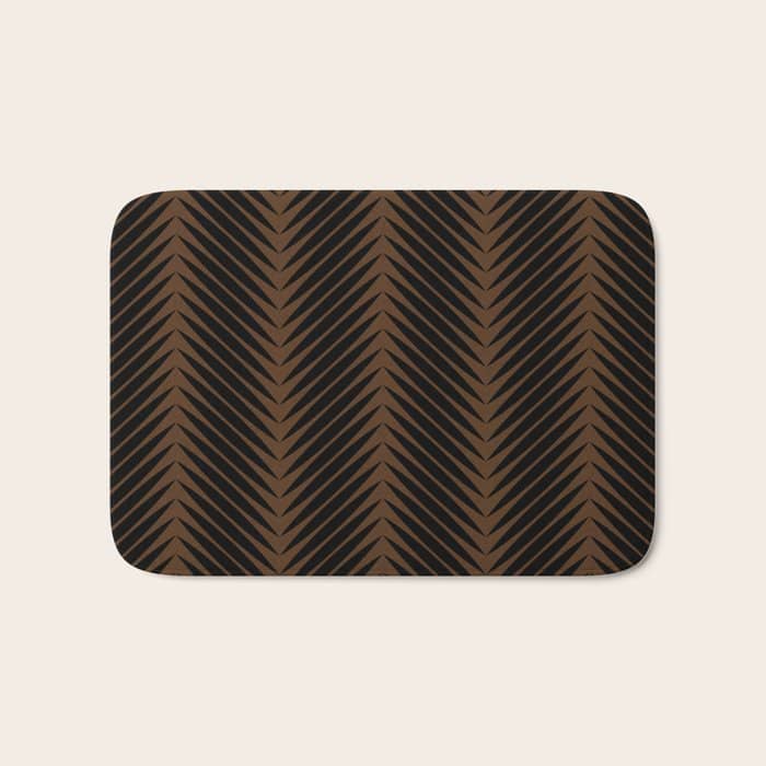 Palm Leaf Pattern - Dark Earthy Bath Mat