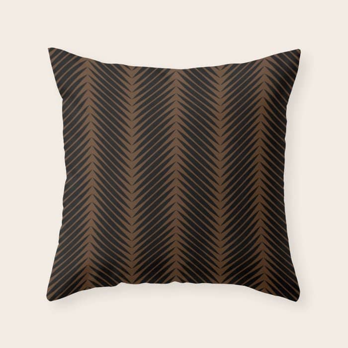 Palm Leaf Pattern - Dark Earthy Throw Pillow