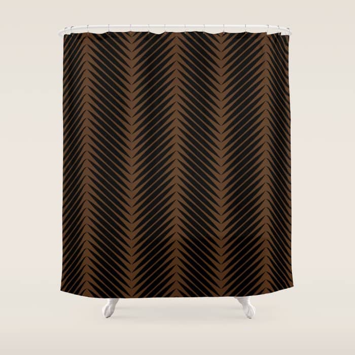 Palm Leaf Pattern - Dark Earthy Shower Curtain