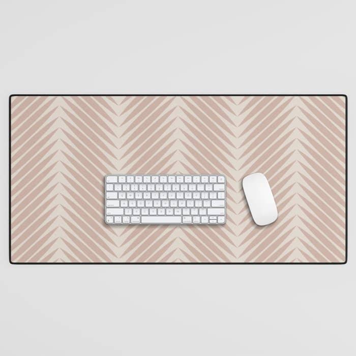 Palm Leaf Pattern - Neutral Beige Desk Mat