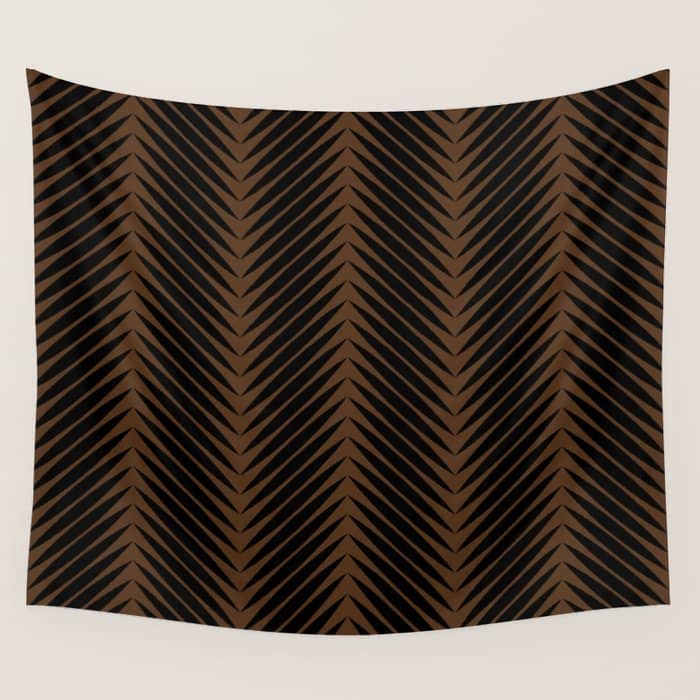 Palm Leaf Pattern - Dark Earthy Wall Tapestry