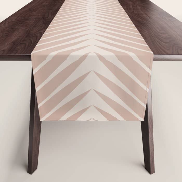 Palm Leaf Pattern - Neutral Beige Table Runner