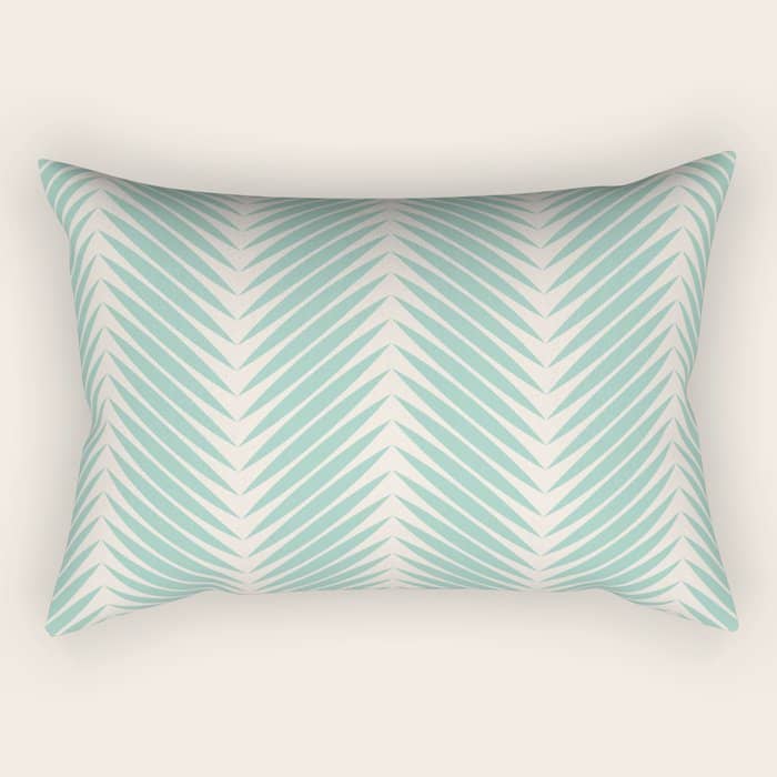Palm Leaf Pattern - Turquoise Rectangular Pillow