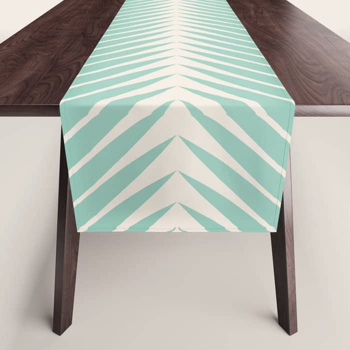 Palm Leaf Pattern - Turquoise Table Runner