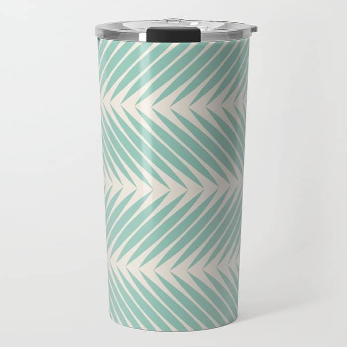 Palm Leaf Pattern - Turquoise Travel Mug