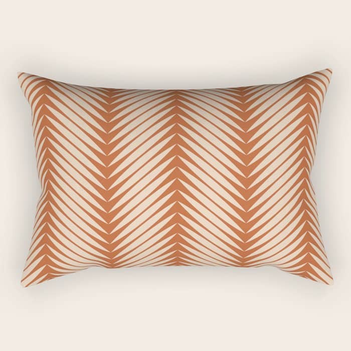 Palm Leaf Pattern - Orange Rectangular Pillow