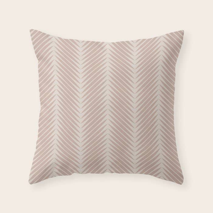 Palm Leaf Pattern - Neutral Beige Throw Pillow