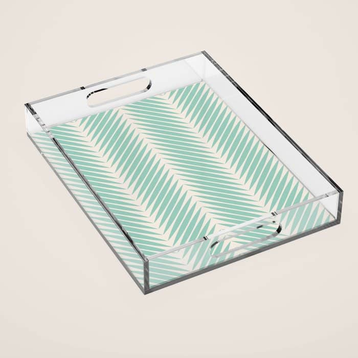 Palm Leaf Pattern - Turquoise Acrylic Tray