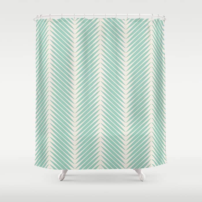 Palm Leaf Pattern - Turquoise Shower Curtain