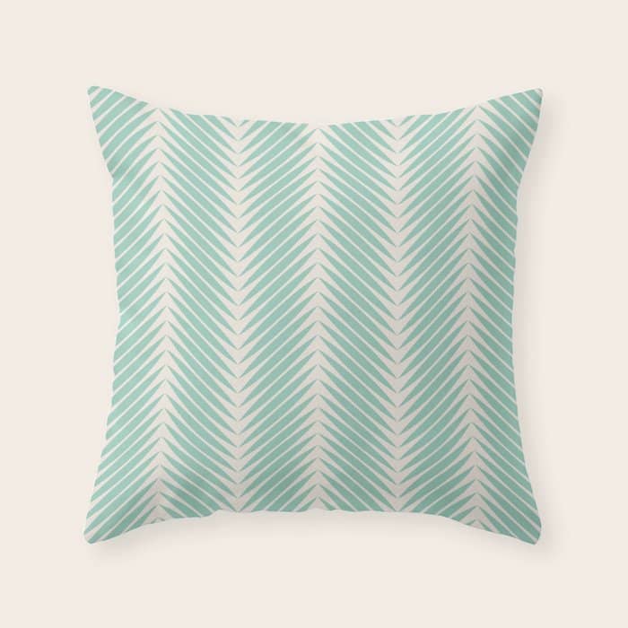 Palm Leaf Pattern - Turquoise Throw Pillow