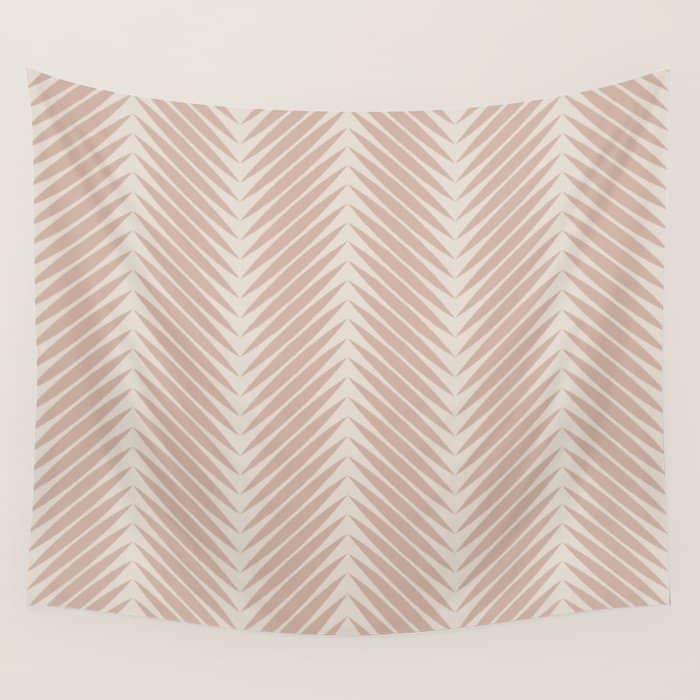 Palm Leaf Pattern - Neutral Beige Wall Tapestry