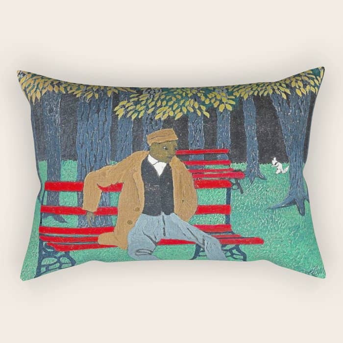 African American Masterpiece 'Man On A Bench' By Horace Pippin Rectangular Pillow