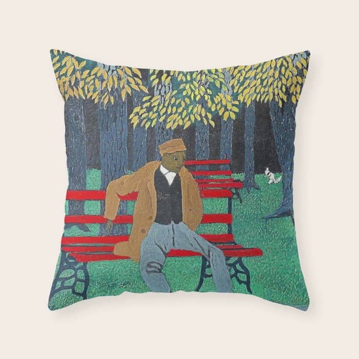 African American Masterpiece 'Man On A Bench' By Horace Pippin Throw Pillow