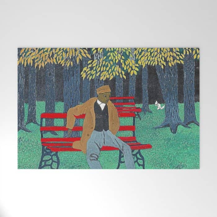 African American Masterpiece 'Man On A Bench' By Horace Pippin Welcome Mat
