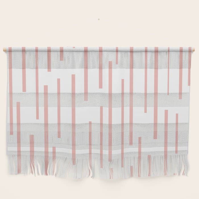 Leitungen Minimalist Pink And White Interrupted Line Pattern Wall Hanging