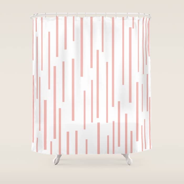 Leitungen Minimalist Pink And White Interrupted Line Pattern Shower Curtain