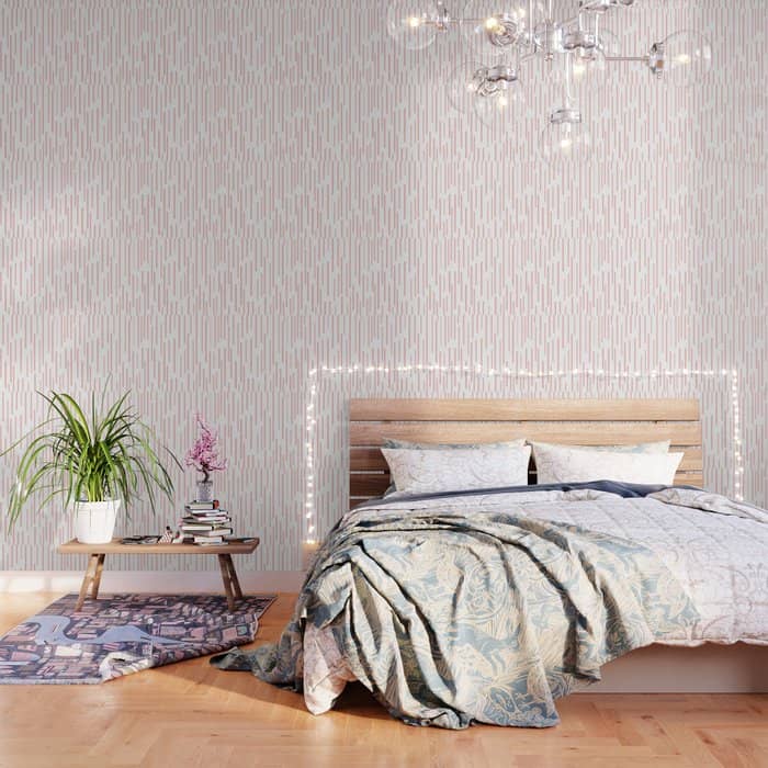 Leitungen Minimalist Pink And White Interrupted Line Pattern Wallpaper