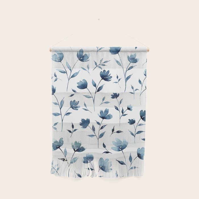 Blue Flowers | Watercolor Pattern Wall Hanging