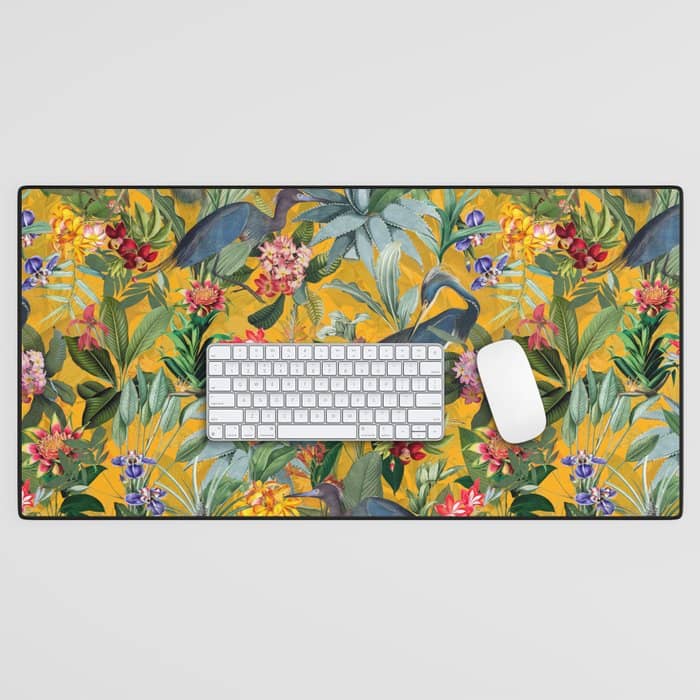 Vintage & Shabby Chic - Sunny Tropical Garden Blue Heron Desk Mat
