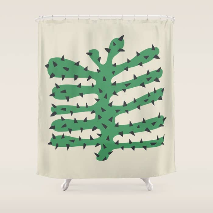 Matisse Inspired Dark Green Shape Shower Curtain