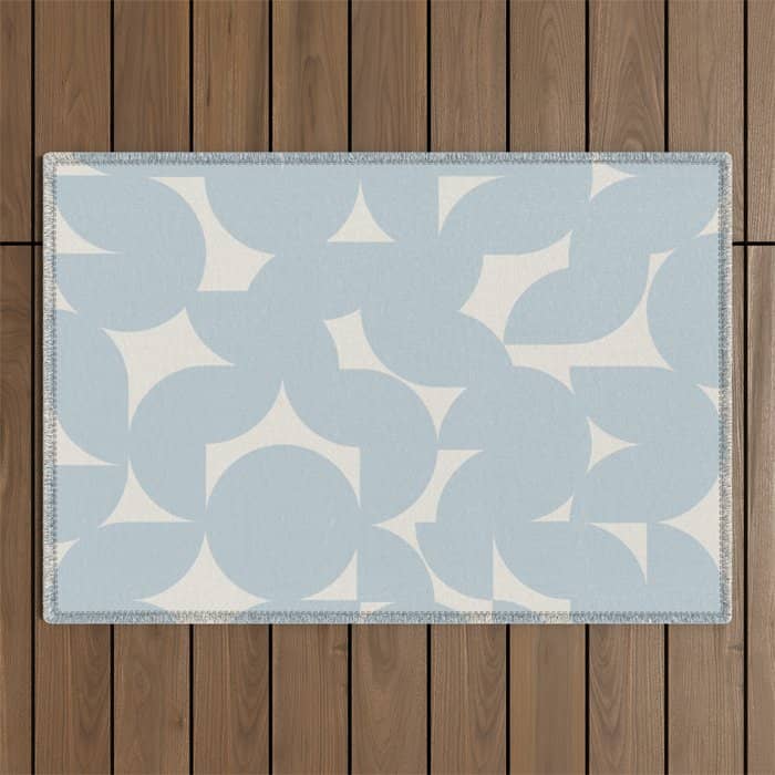 Contemporary Geometric Shapes - Soft Blue Outdoor Rug