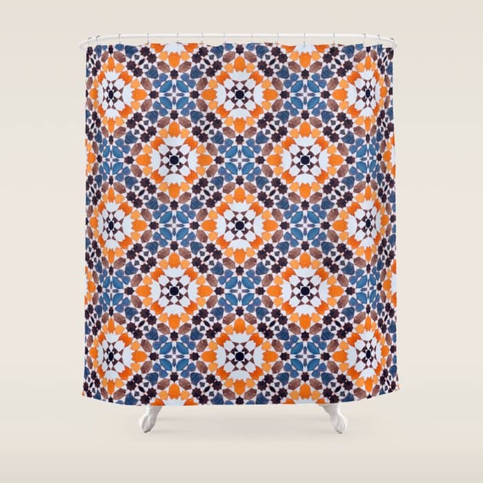 Moroccan Tile - Blue Mosaic Shower Curtain