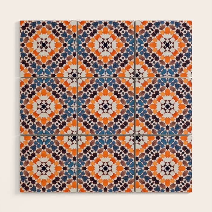 Moroccan Tile - Blue Mosaic Wood Wall Art