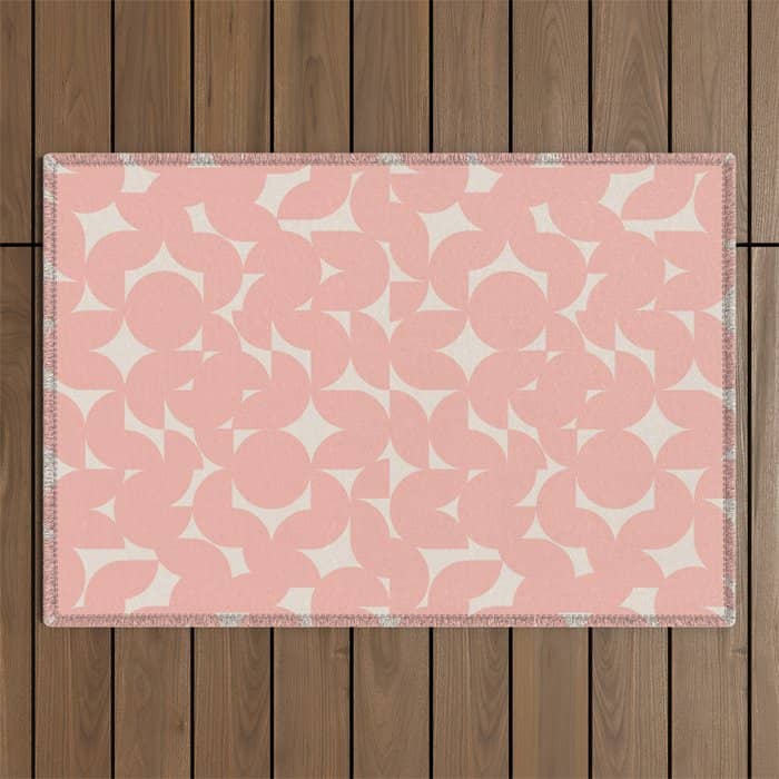 Contemporary Geometric Shapes - Soft Pink Outdoor Rug