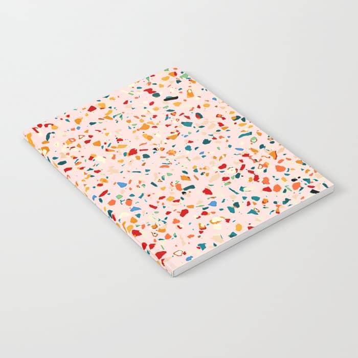Blush Terrazzo | Pink Eclectic Speckles | Abstract Confetti Painting | Chic Bohemian Illustration Notebook