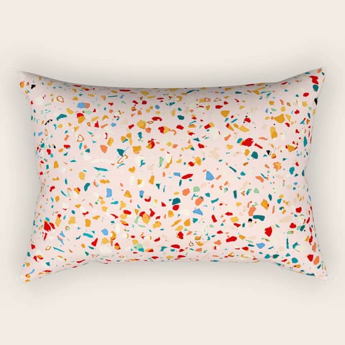 Blush Terrazzo | Pink Eclectic Speckles | Abstract Confetti Painting | Chic Bohemian Illustration Rectangular Pillow