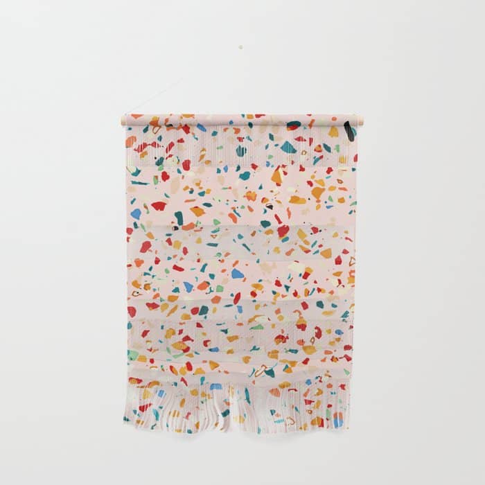 Blush Terrazzo | Pink Eclectic Speckles | Abstract Confetti Painting | Chic Bohemian Illustration Wall Hanging