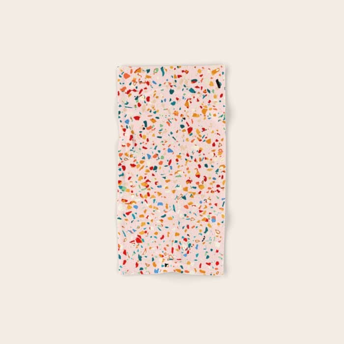 Blush Terrazzo | Pink Eclectic Speckles | Abstract Confetti Painting | Chic Bohemian Illustration Bath Towel