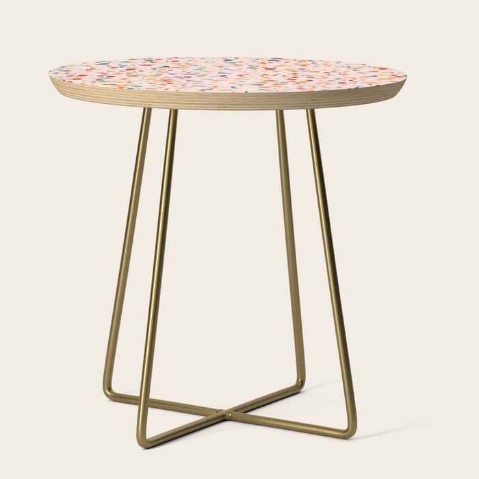 Blush Terrazzo | Pink Eclectic Speckles | Abstract Confetti Painting | Chic Bohemian Illustration Side Table