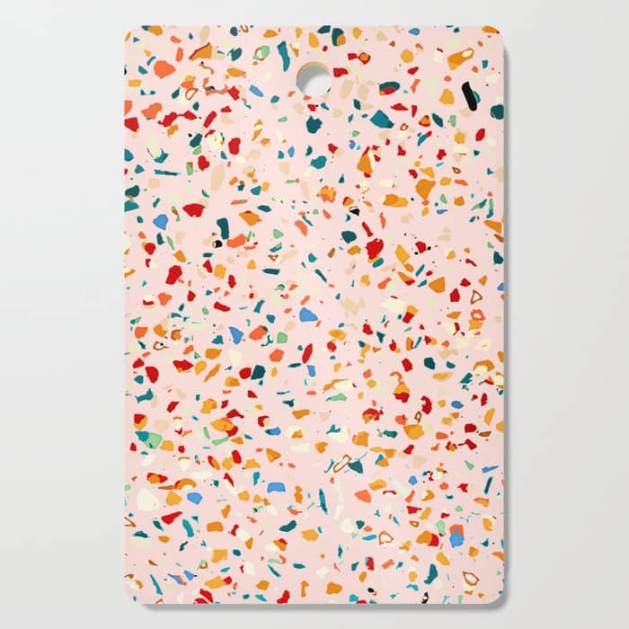 Blush Terrazzo | Pink Eclectic Speckles | Abstract Confetti Painting | Chic Bohemian Illustration Cutting Board