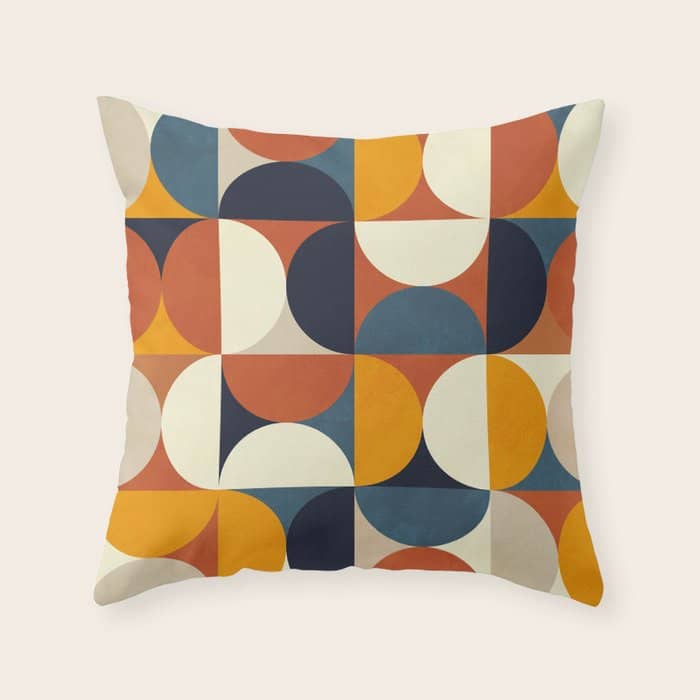 Mid Century Abstract Shapes Fall Winter 3 Throw Pillow