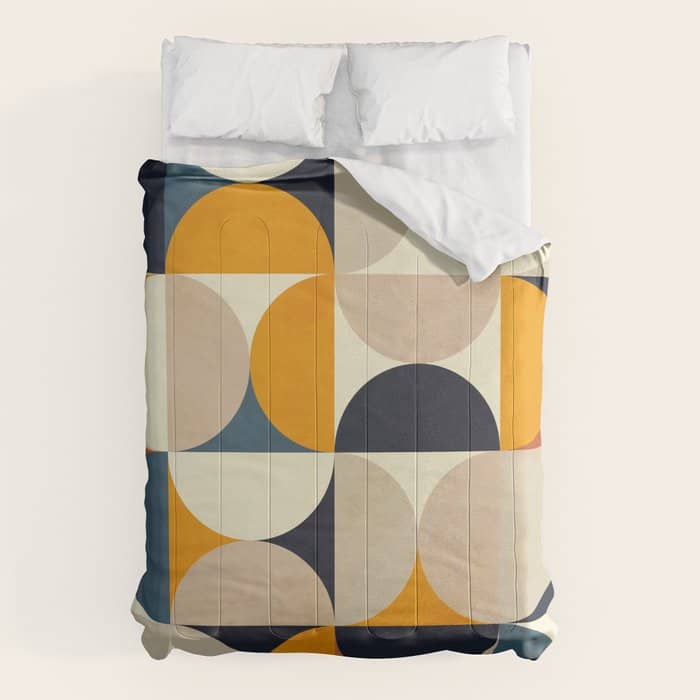 Mid Century Abstract Shapes Fall Winter 1 Comforter