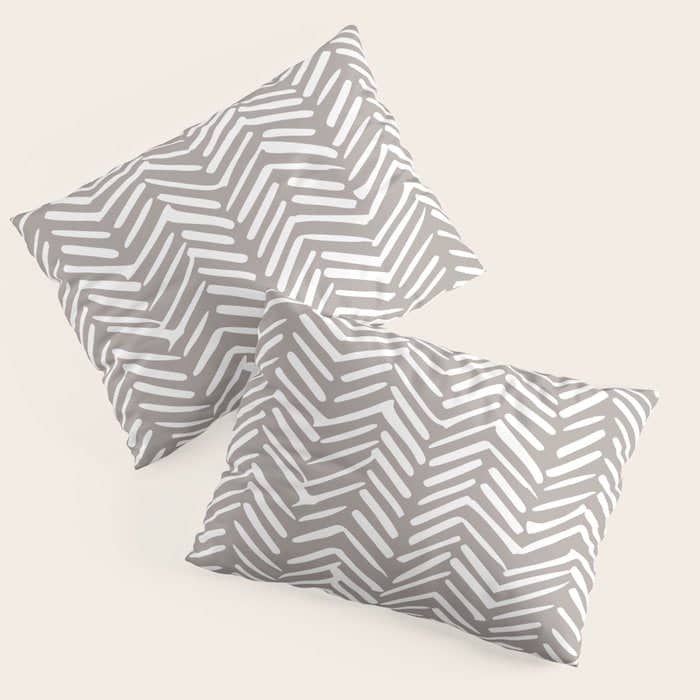 Abstract Herringbone Pattern, Rustic, Light Brown Pillow Sham
