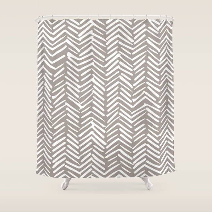 Abstract Herringbone Pattern, Rustic, Light Brown Shower Curtain