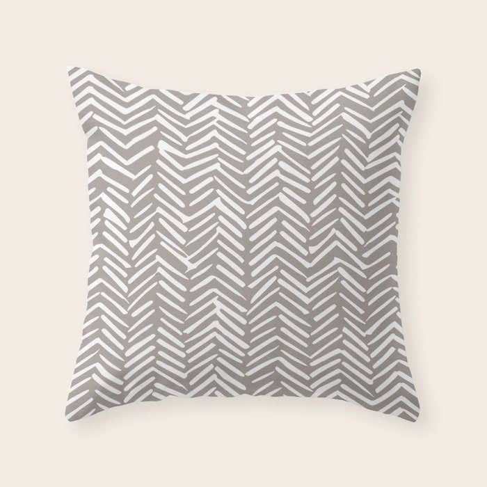 Abstract Herringbone Pattern, Rustic, Light Brown Throw Pillow
