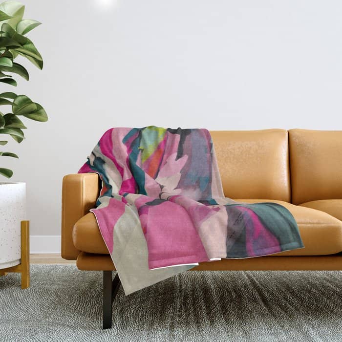 Mountain Landscape In Pink Throw Blanket