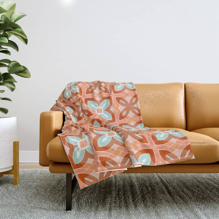 Moroccan Tile - Daisy Chain Throw Blanket