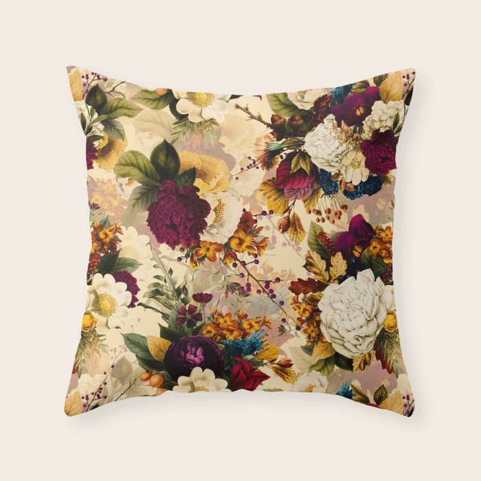 Vintage & Shabby Chic -  Nostalgic Winter Florals Pattern Throw Pillow
