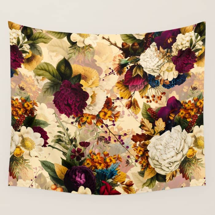 Vintage & Shabby Chic -  Nostalgic Winter Florals Pattern Wall Tapestry