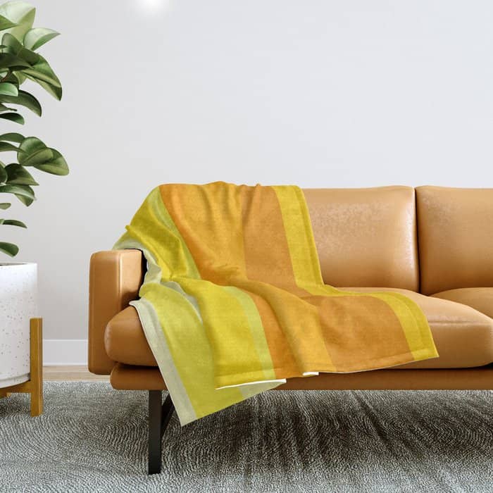 Ombre Yellow Organic Stripes Throw Blanket